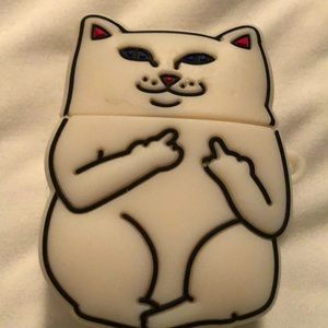 airpod case: cat with middle finger